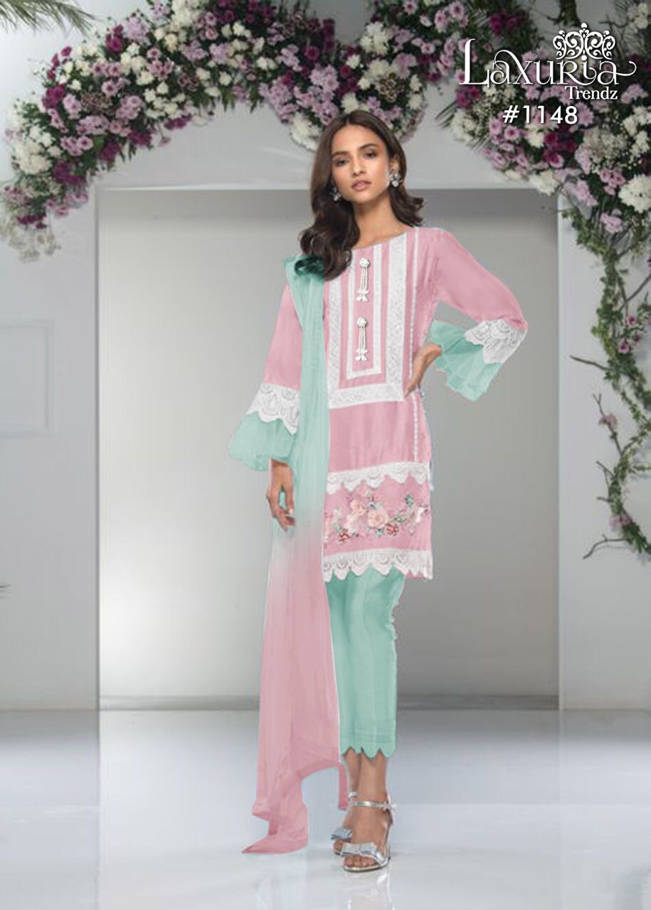 Laxuria Trendz 1148 Georgette Festive Wear Top With Bottom And Dupatta Collection